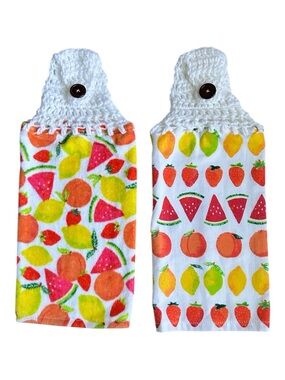Hand Crafted Colorful Pink Watermelon Hanging Hand Towels Crochet Top